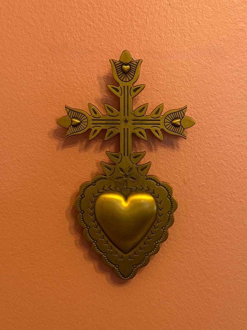 Gold Sacred Heart Wall Art Goth Religious Gold Wall Hanging Eclectic ...