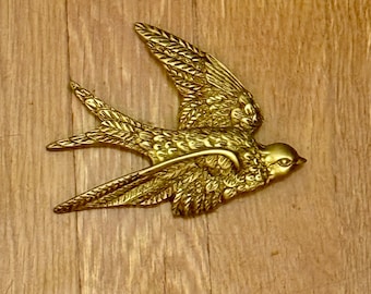 Gold Swallow Wall Art | Vintage Style Resin Bird Decor
