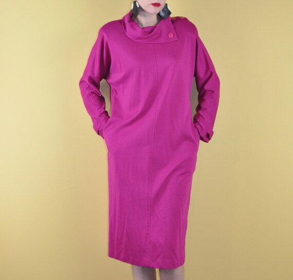 80s Pink Tent Dress - Medium to Large | Button Co… - image 5