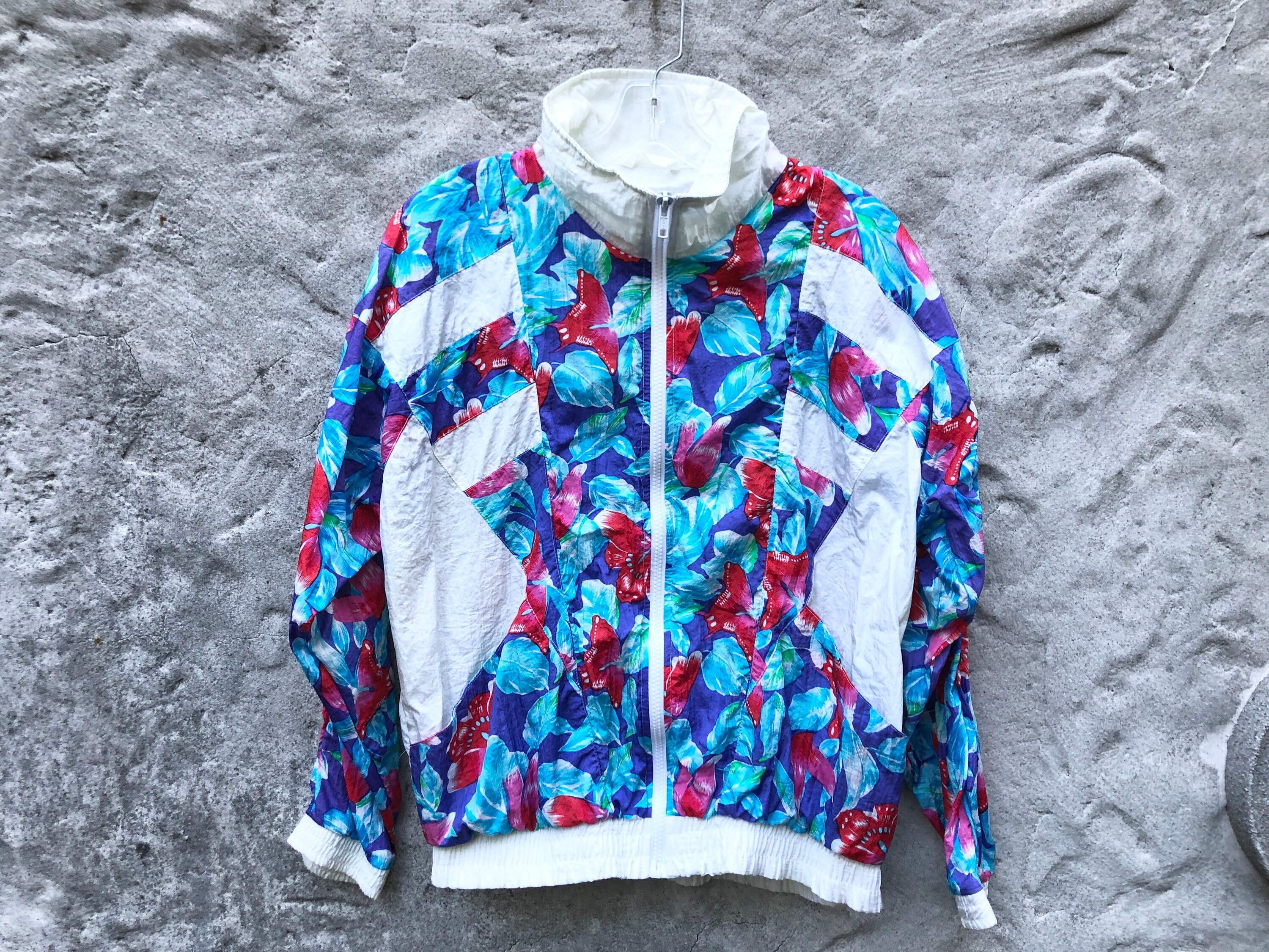 80s Floral Windbreaker Medium Vintage 