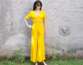 mustard yellow pant suit
