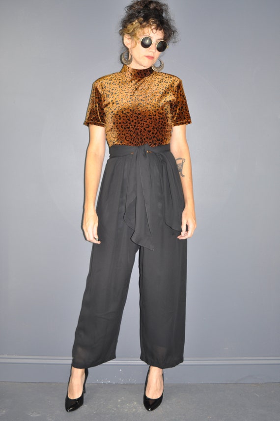 90s Animal Print Velvet Jumpsuit