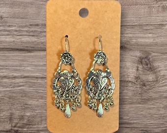 Sacred Heart Dangle Earrings | Silver Metal Goth Witchy Jewelry