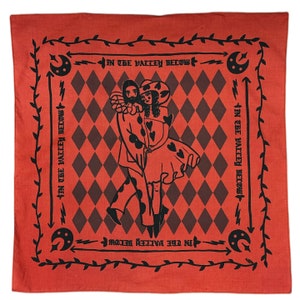 Printed Bandana Art | Art Print Scarf | Bandana Art | Clowncore | Cotton Bandana | Goth Bandanas | French Clown Circus | In The Valley Below