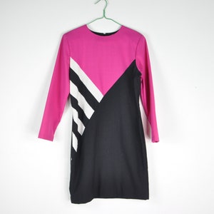 1980s Pink & Black Dress - Medium | Vintage Formal Wear | 80s Secretary Dress | Vintage Career Wear | 80s Dress