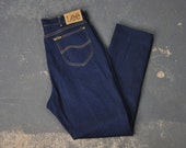 Vintage Lee High Waisted Denim - 34 - Large 1990s Dark Wash Jeans Vintage Straight Leg Jeans 90s Mom Jeans
