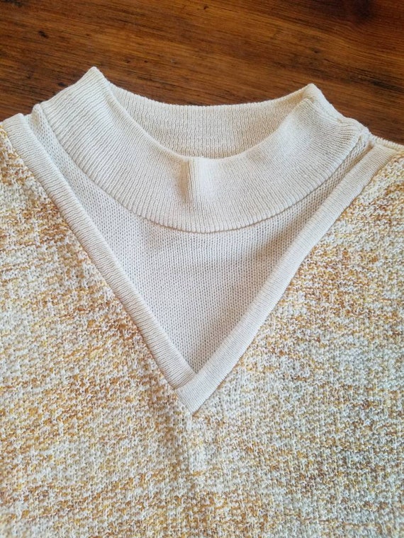 70s Short Sleeve Sweater Vintage Speckled Knit To… - image 3