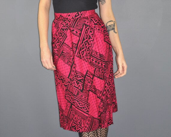 80s Print Skirt - XS | Vintage Tribal Print Penci… - image 5