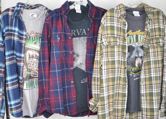 Mystery T-shirt + Flannel Outfit | Graphic Tee Flannel Mystery T-shirt + Flannel Outfit | Graphic Tee Flannel