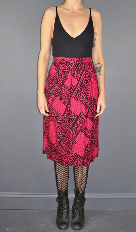 80s Print Skirt - XS | Vintage Tribal Print Penci… - image 3