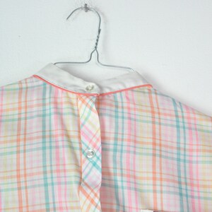Vintage Pastel Plaid Top Small 80s Lolita Shirt Femme Plaid Patterned Shirt Pastel Plaid Button Down 80s Outfit image 3