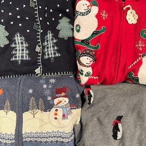 Damens fula jultröja Högtidströja Secondhandlåda Vinter ful mormors julpaket Secondhand hållbar tröja mormor