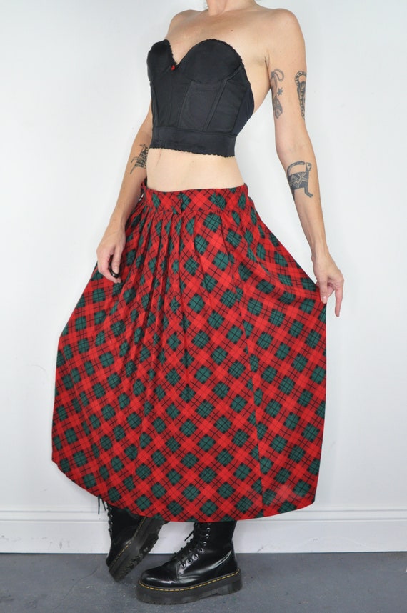 vintage red plaid skirt - Gem