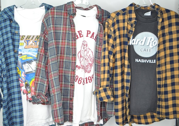 Mystery T-shirt + Flannel Outfit | Graphic Tee Flannel Mystery T-shirt + Flannel Outfit | Graphic Tee Flannel