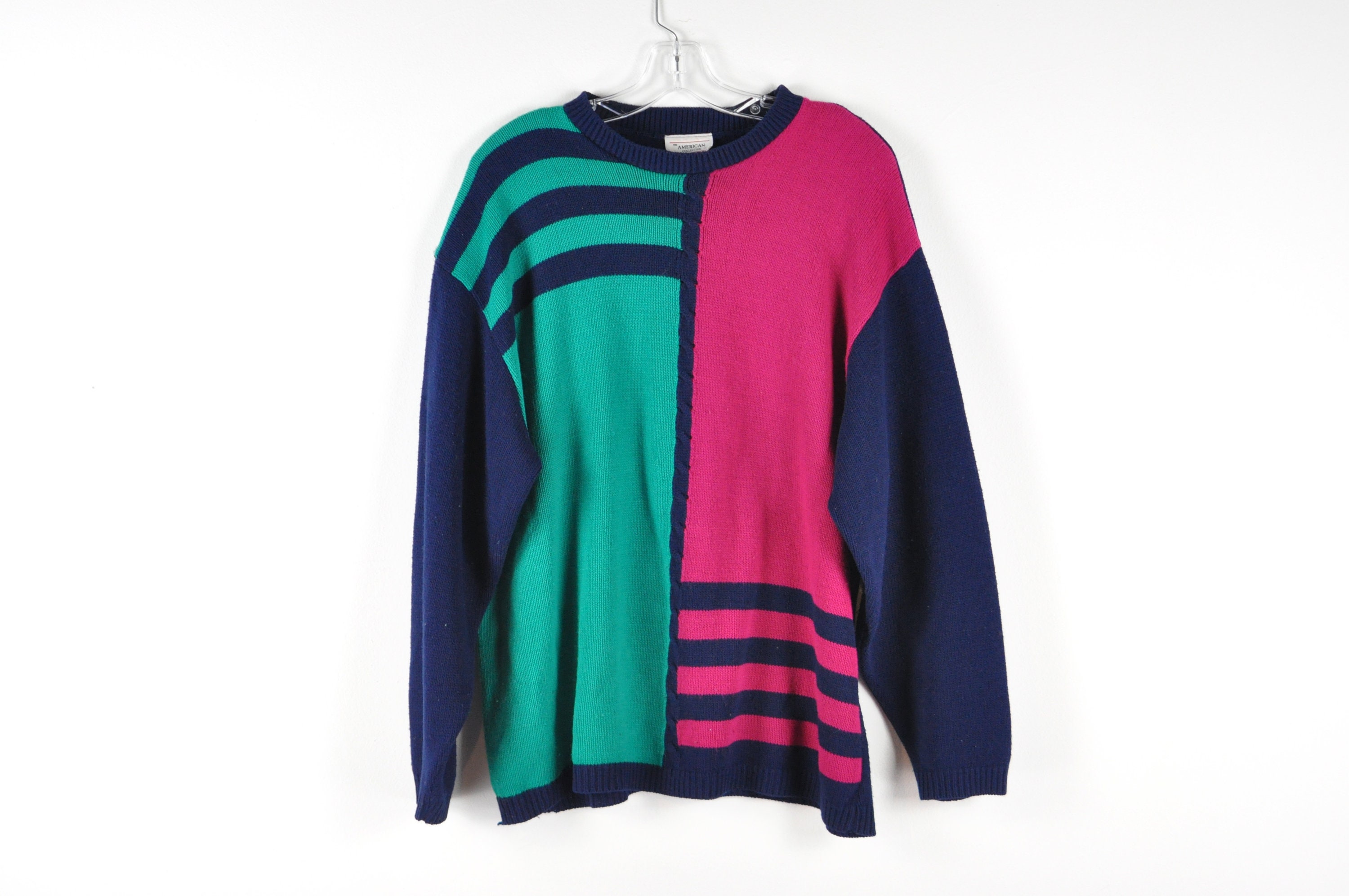 Vintage Color Block Sweater Large 