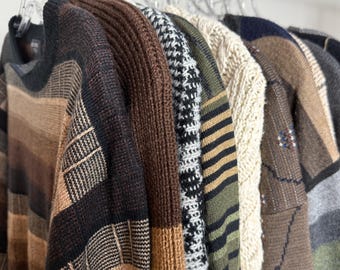 MYSTERY Earth Tone Sweater Knit Thrifted Sweater 90s 00&#39;s Vintage Style Grandpa Sweater Teen Gift Sweater Bundle Oversized Sweater