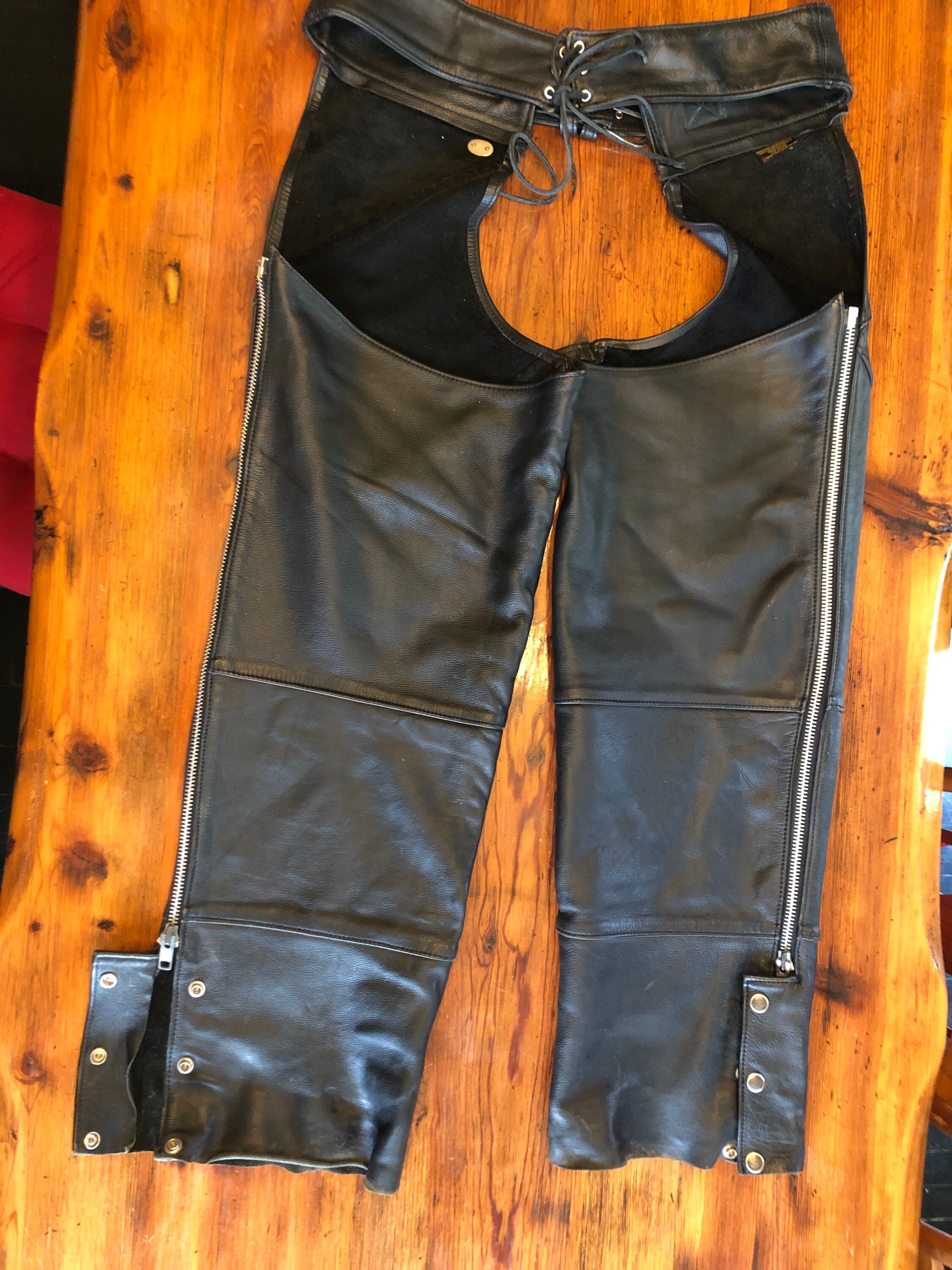 Harley Davidson Leather Chaps XL Assless Black Leather | Etsy