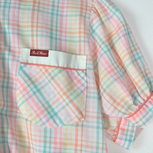 Vintage Pastel Plaid Top Small 80s Lolita Shirt Femme Plaid Patterned Shirt Pastel Plaid Button Down 80s Outfit image 5
