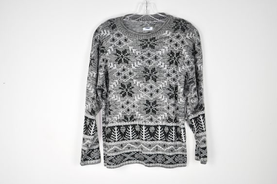 SALE Vintage Snowflake Sweater - Small | 1990s Bl… - image 1