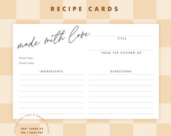 Recipe Cards Instant Download