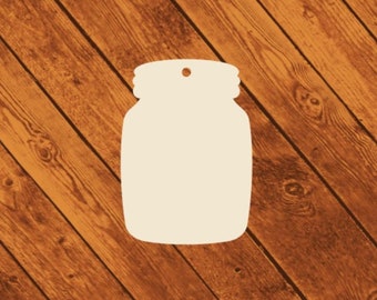 Laser cut unfinished DIY mason jar blanks, unfinished wood mason jar with hole, laser cut wood mason jar decor, diy wood mason jar blanks