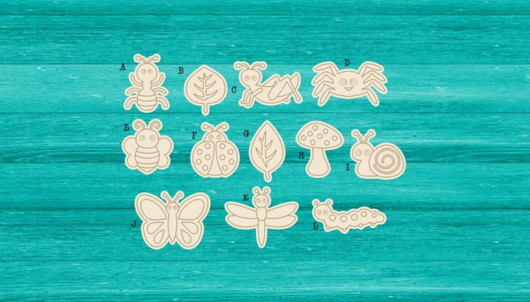 Laser Cut Unfinished DIY Insect Blanks, Unfinished Wood Insect Cut Out