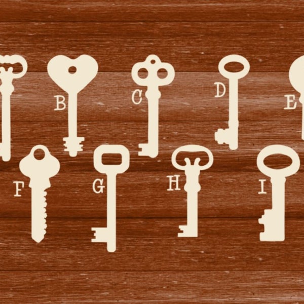 Laser cut unfinished DIY key blank, unfinished wood key cut out, laser cut key decor, DIY key cut out, housekey diy sign, wood key cutout