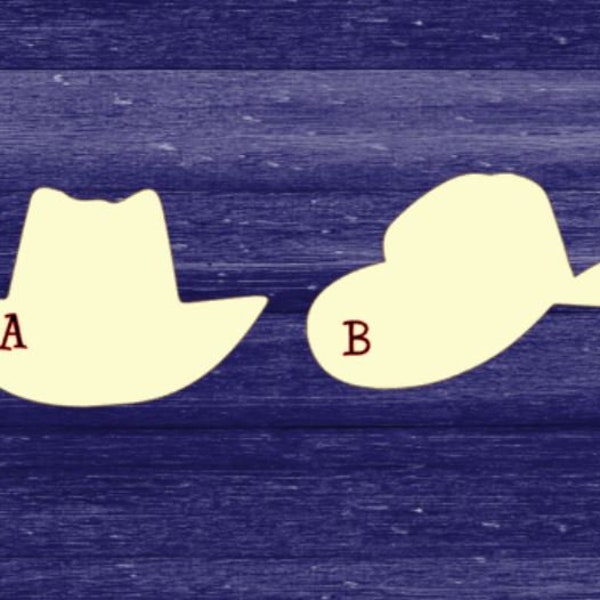 Laser cut unfinished DIY wood cowboy hat blanks, unfinished wood cowboy hat cut out, laser cut wood DIY cowboy hat