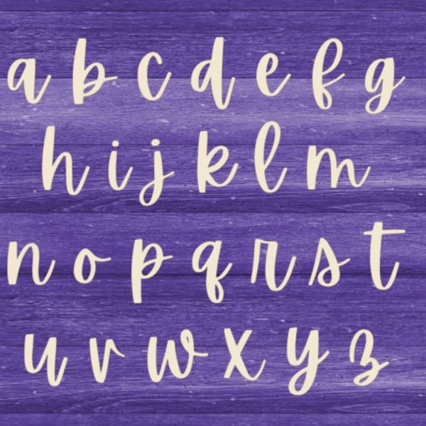 Wood Cut-Out Lowercase script Letters, DIY Wood Letters, Laser Cut Wood Letters, Unfinished Wood script alphabet. large wood letters