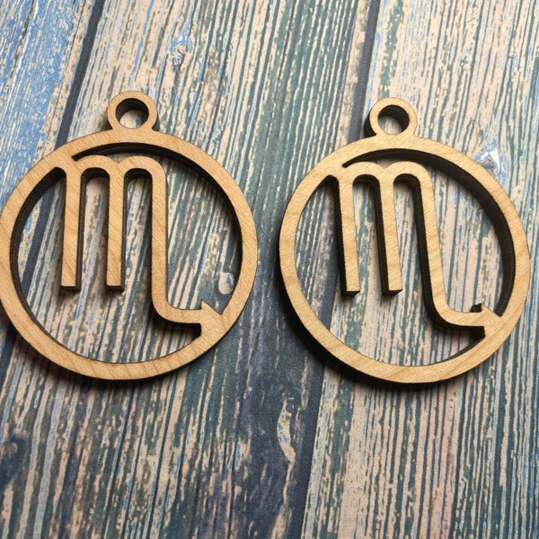 Laser cut open dangle zodiac unfinished DIY wood earring blanks, bulk unfinished wood earring blanks, Scorpio earring blanks,