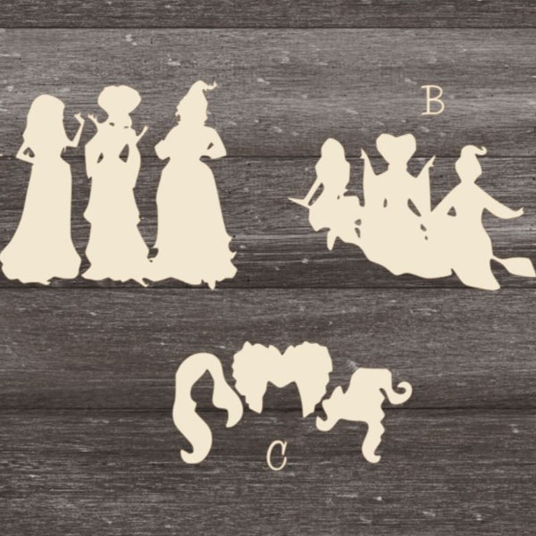 Laser cut unfinished DIY wood Hocus Pocus blank, unfinished wood Sanderson sisters cut out, laser cut wood Hocus Pocus diy