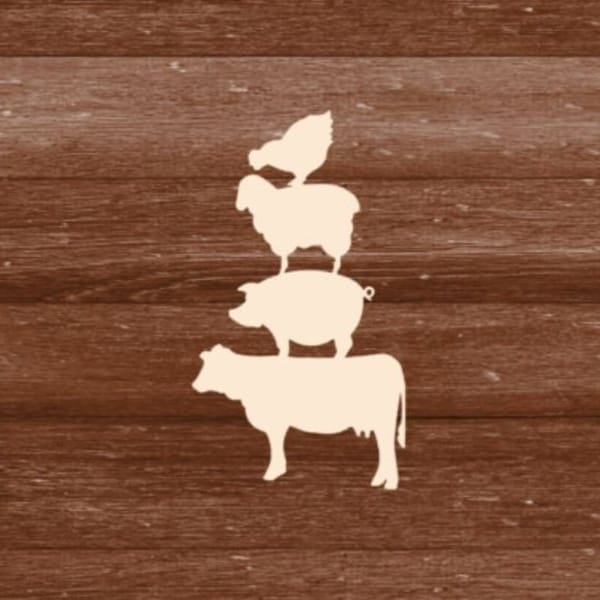 Laser cut unfinished DIY stacked farm animal blanks, unfinished wood stacked farm animal cut out, laser cut stacked farm animal decor