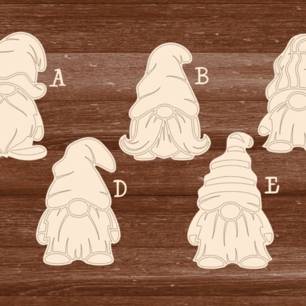 Laser cut unfinished DIY engraved gnome blanks, unfinished wood gnomes cut out,  laser engraved Christmas gnomes diy