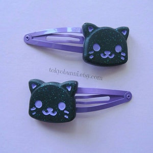 Black Kitty Hair Clips- Gothic-Kawaii-Pastel Goth