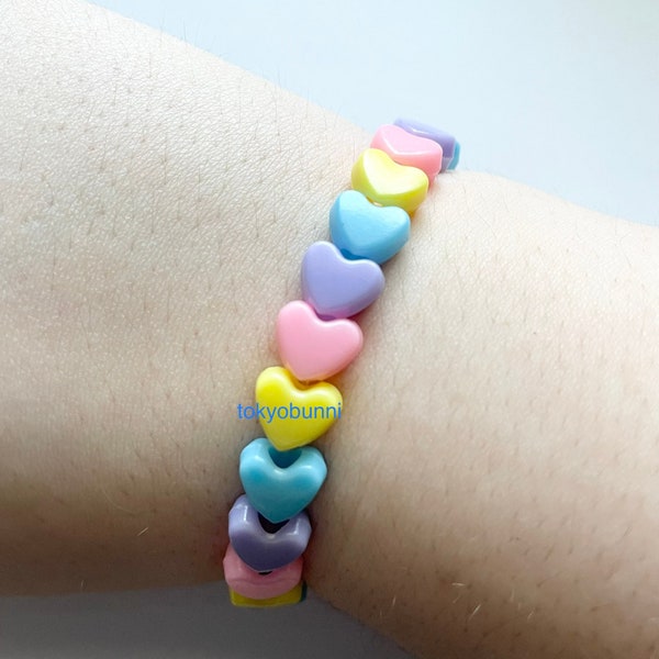 Pastel Rainbow Heart Bracelet