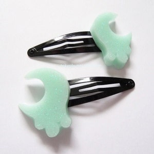 Mint Moon Hair Clips