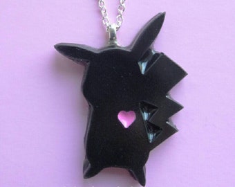 Pikachu Silhouette Heart Necklace
