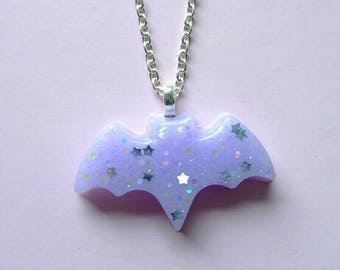 Kawaii Purple Bat Necklace- Kawaii-Pastel Goth- Creepy Cute Sweet Lolita Gothic Lolita Pastel