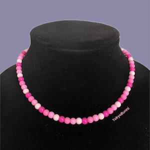 Pink Kawaii Round Petite Beads Fairy Kei Choker Bead Necklace