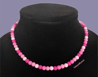 Pink Kawaii Round Petite Beads Fairy Kei Choker Bead Necklace