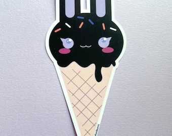 Sticker lapin crème glacée Halloween effrayant