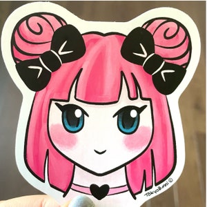 Pink Kawaii Pastel Goth Harajuku Girl Vinyl Sticker