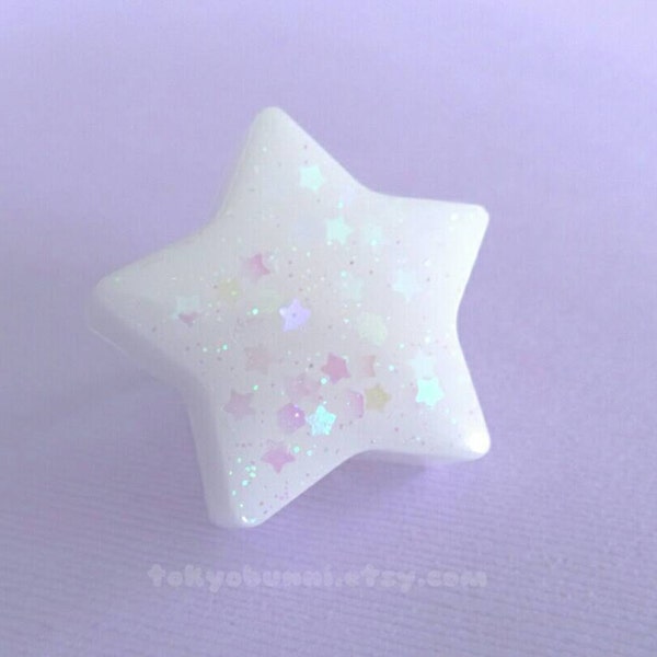 White Star Ring Irridesent Stars