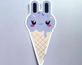 Purple Ice Cream Bunny Sticker Lavender kawaii sticker vinyl rabbit illustration pastel goth