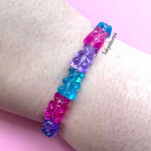 Gummy Bear Blue Purple Candy Bracelet Kawaii Jewelry