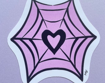 Spider Web Heart Pastel Goth Vinyl Sticker