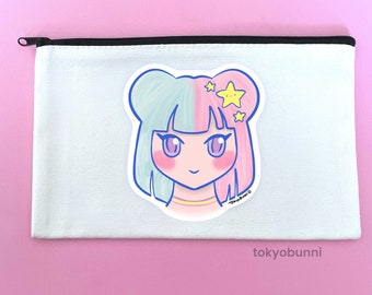 Fairy Kei Girl Kawaii Baumwollsegeltuch Make-up Tasche Federmäppchen Beutel