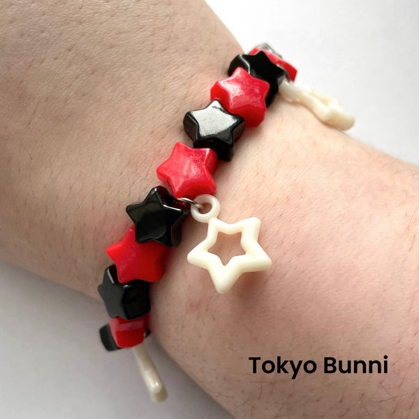 Black and Red Star Charm Bracelet