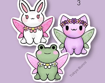 Fairy Animals Kawaii Vinyl Sticker Set of 3