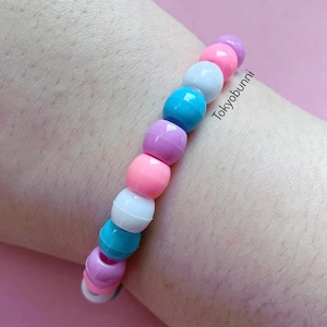 Pastel rainbow chunky round bead bracelet kawaii pastel goth fairy kei